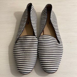 JCREW Seersucker Striped Loafer 7 Navy Blue White